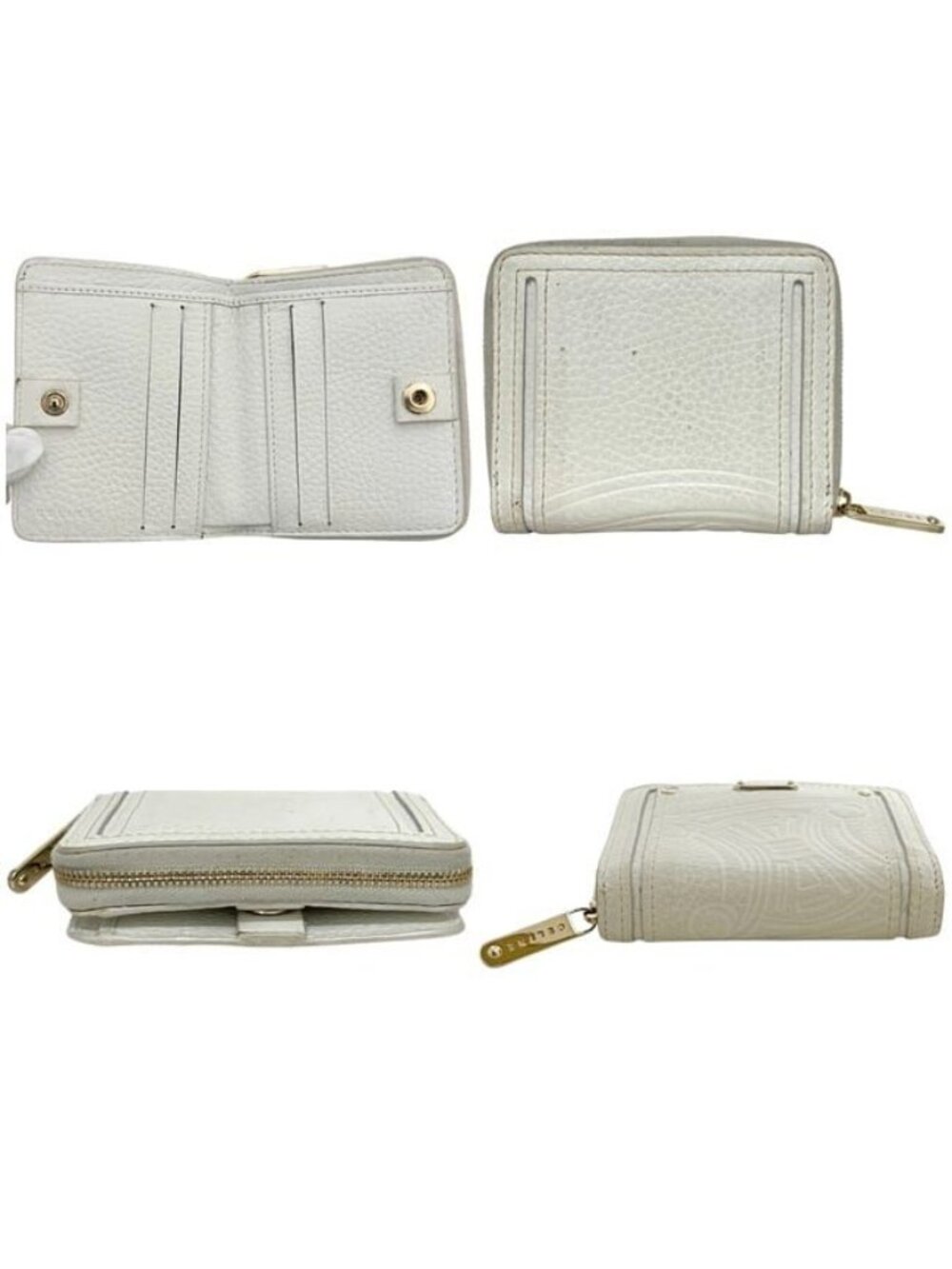 Celine Bifold Wallet White Triomphe Leather - Picture 2 of 10